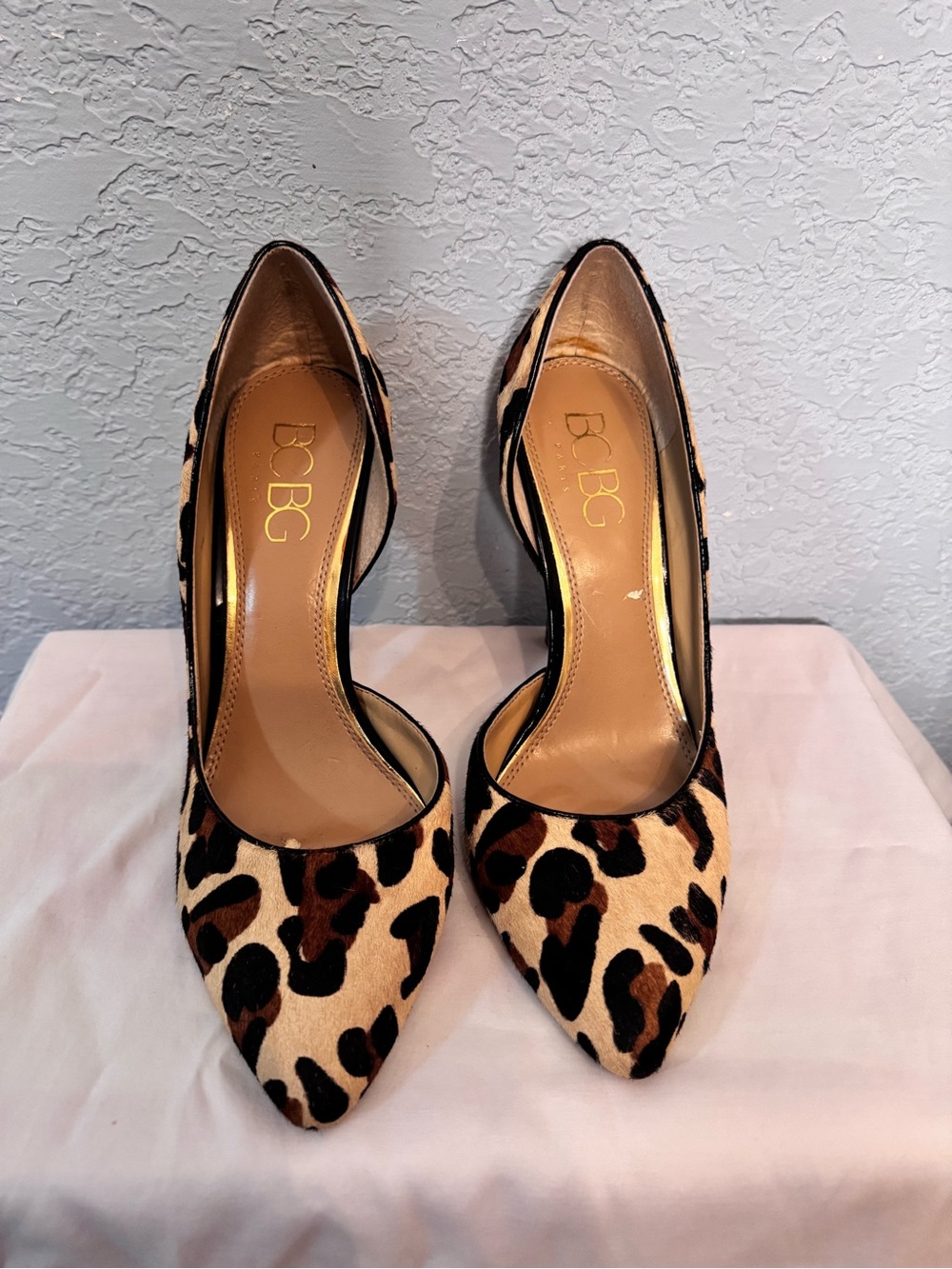 BCBG Leopard-Print Pointed Toe Pumps - Tan & Black